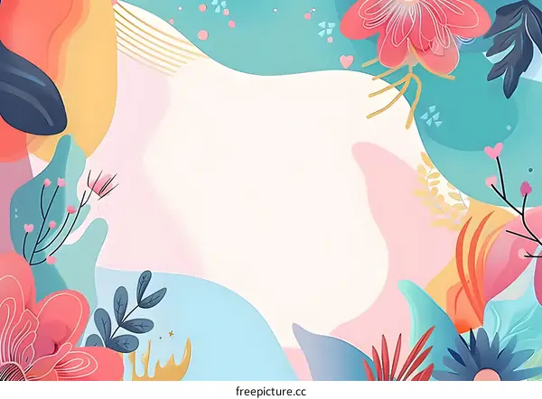 Colorful Floral Illustration Background with White Space