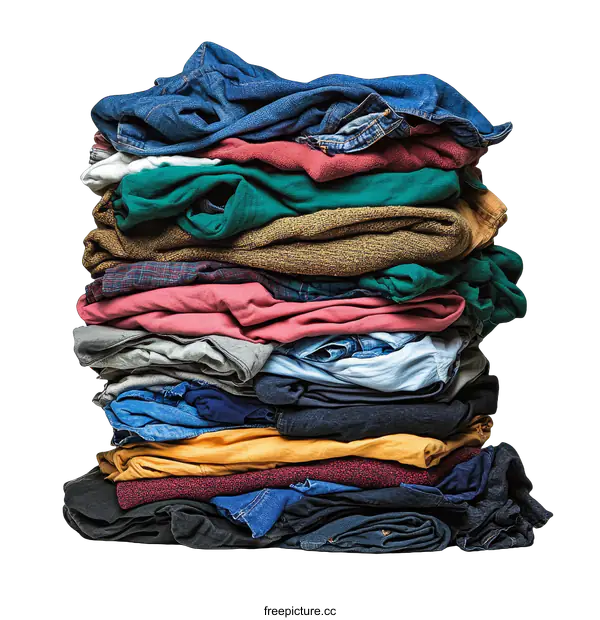 [Transparent Background PNG]A Towering Pile of Assorted Clothes