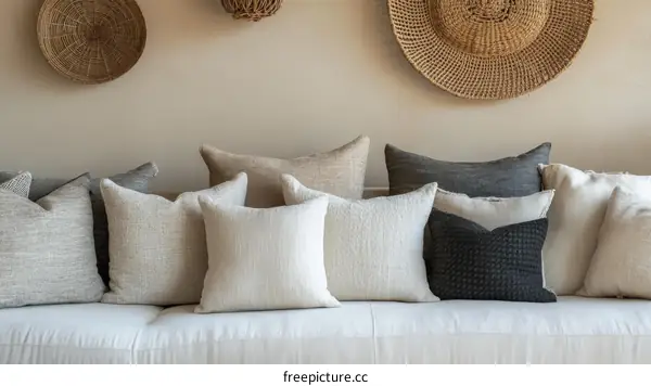 Cozy Throw Pillows on a Light Sofa