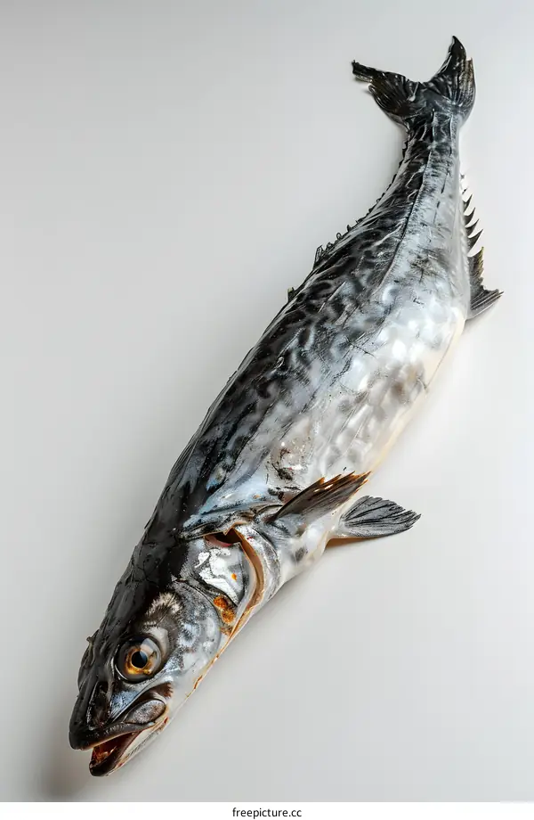 A large fresh fish on a white background