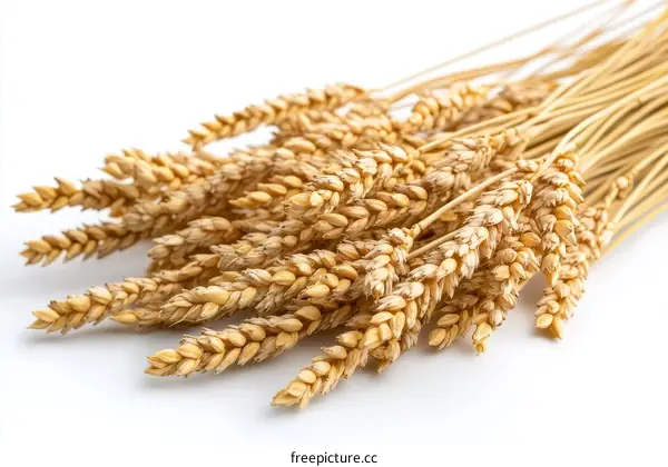 Close-up of a Wheat Ears on White Background