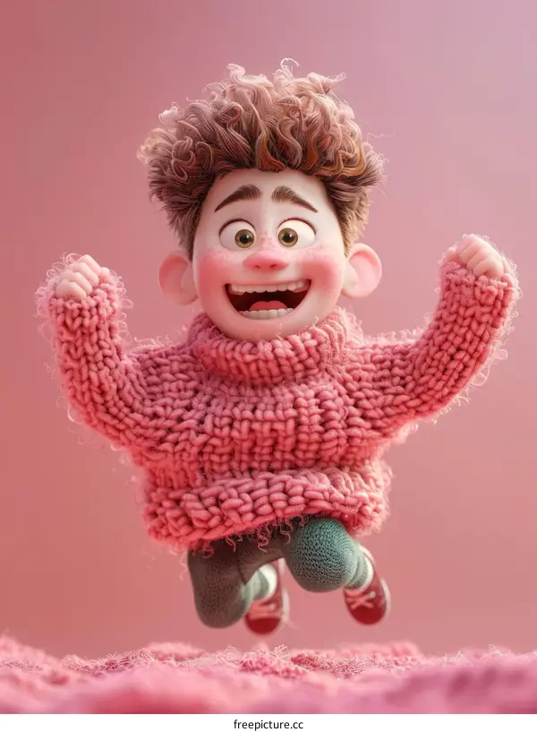 3D rendering of a happy cartoon boy