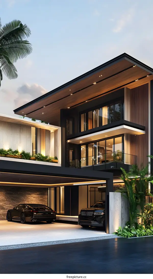Modern Luxury Home Design with Car Garage