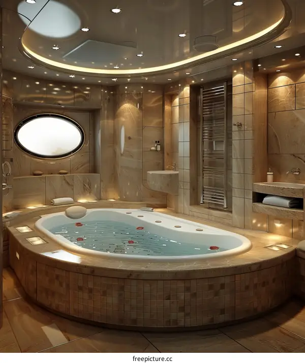 Luxury Yacht Bathroom with Panoramic Ocean Views
