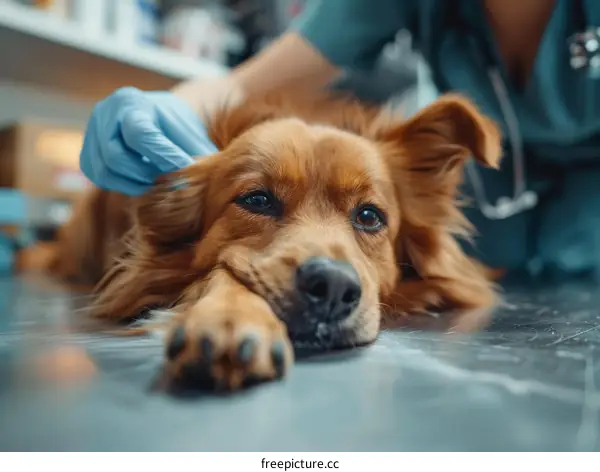 Sad Dog at the Vet's Office