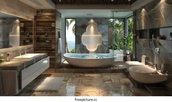 Luxury Tropical Modern Bathroom Interior Design