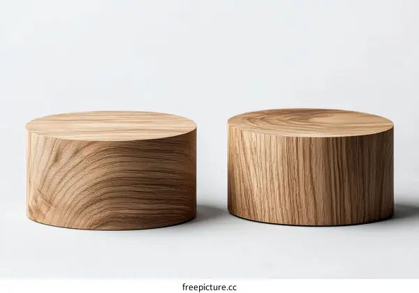 Two Simple Wooden Cylindrical Display Stands