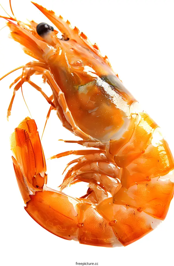 Cooked Prawn on White Background