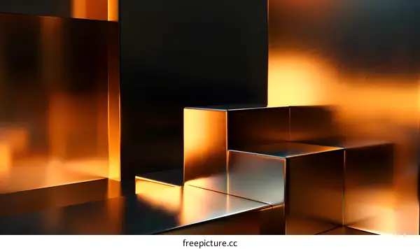 Golden Abstract Background With Geometric Shapes