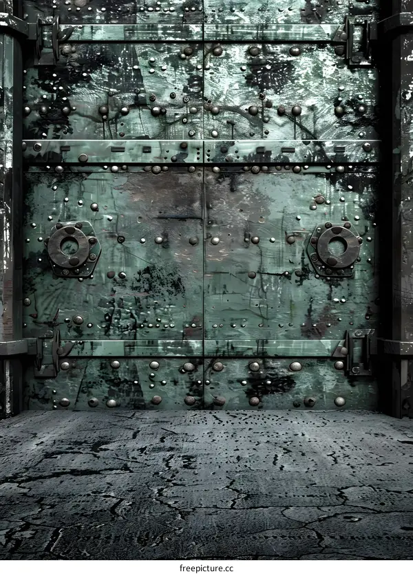 Rusty Metal Door with Screws and Bolts