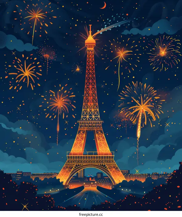 Fireworks Over the Eiffel Tower