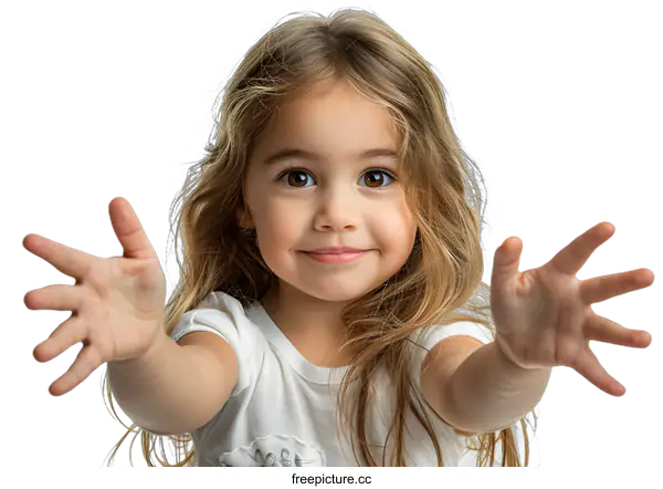 [Transparent Background PNG]Little Girl Reaching Out with Open Arms