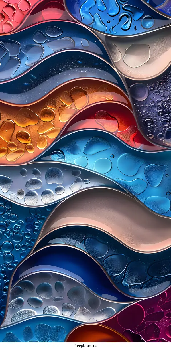 colorful abstract waves with bubbles