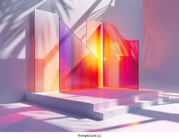 Pink and Purple Geometric Shapes On White Background