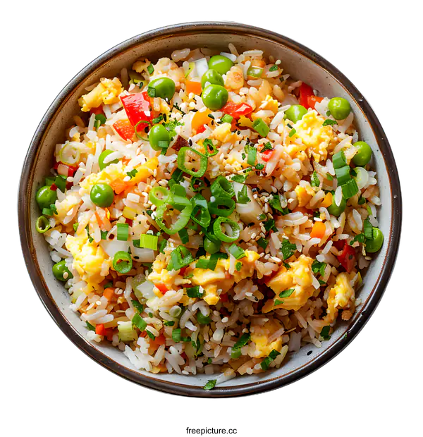 [Transparent Background PNG]fried rice with vegetables and egg