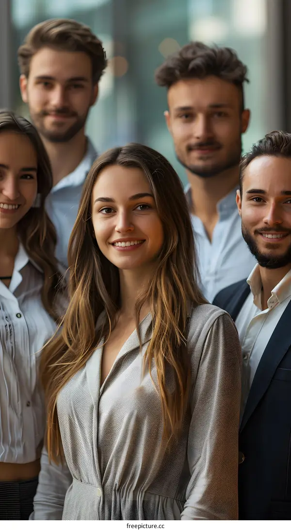 portrait of a group of young professionals smiling at the camera