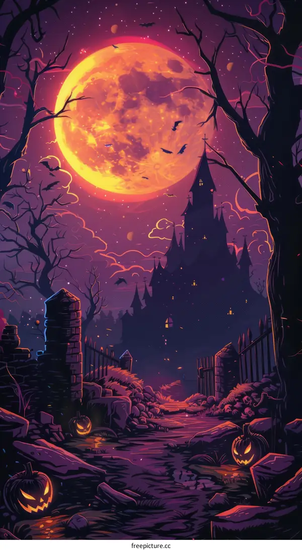 Spooky Halloween night at the haunted castle