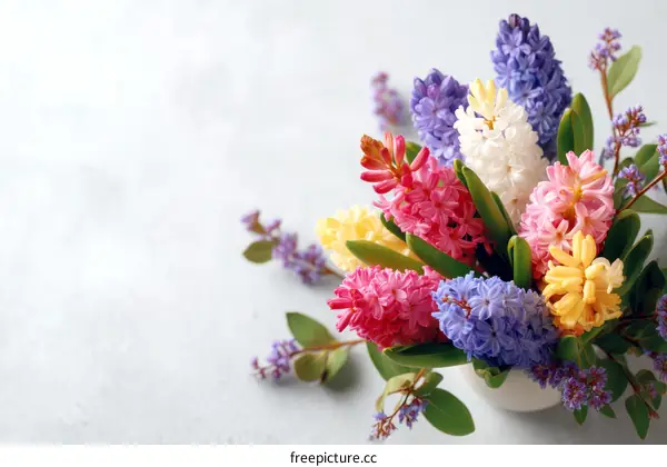 Colorful Spring Hyacinth Bouquet in Vase