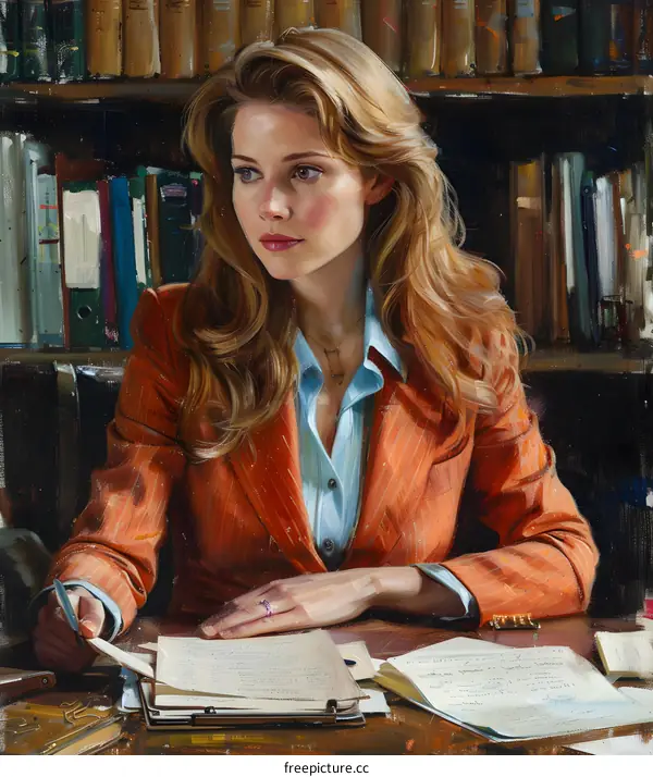 portrait of a beautiful woman in a suit