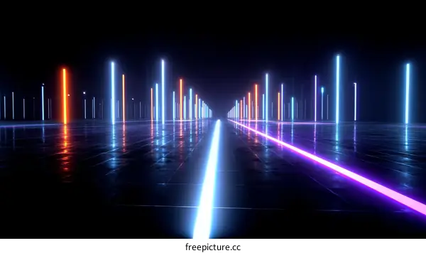 Neon Light Alleyway Futuristic Corridor