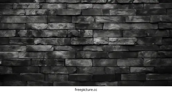 Black Slate Brick Wall Texture Background