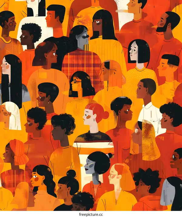 Diverse Crowd of People Together in Unity