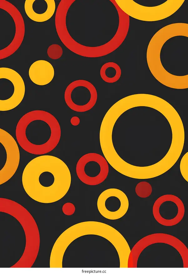 Abstract Seamless Pattern with Red and Yellow Rings