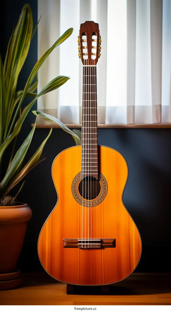Spanish guitar with a beautiful rosette
