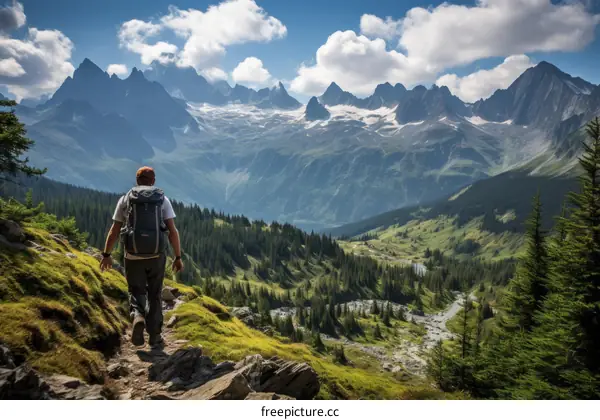 Man hiking in the mountains