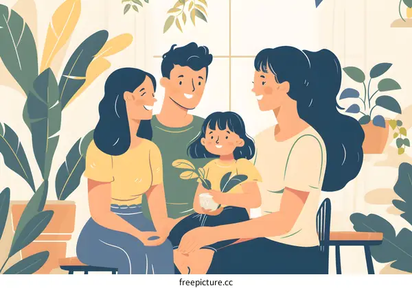 Happy Family Gathering Together in a Cozy Home Setting