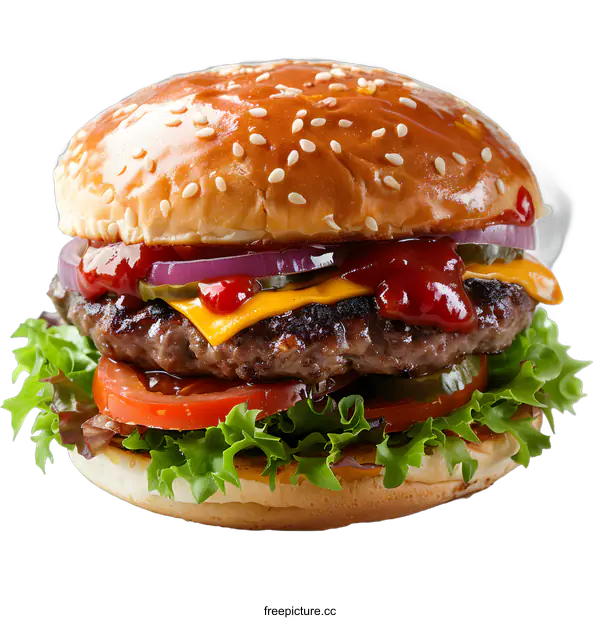 [Transparent Background PNG]Delicious Cheeseburger on a White Background