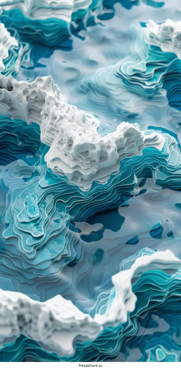 Blue and white abstract terrain