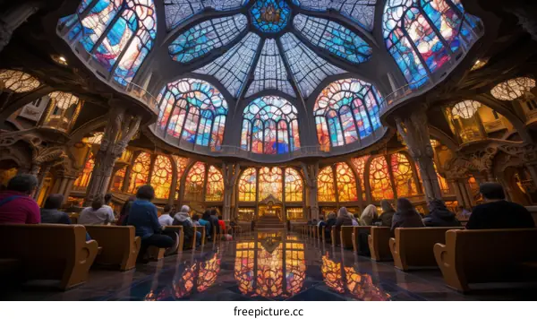 Stained glass windows in a church