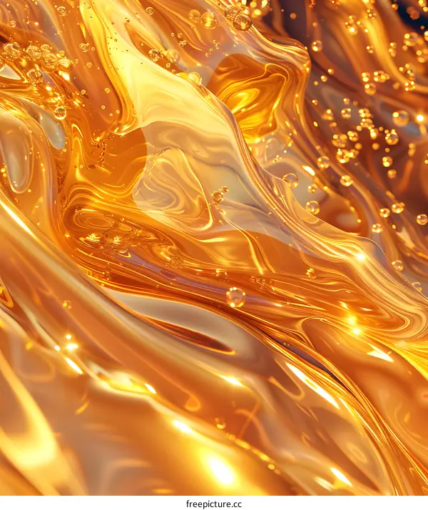 The flow of golden liquid