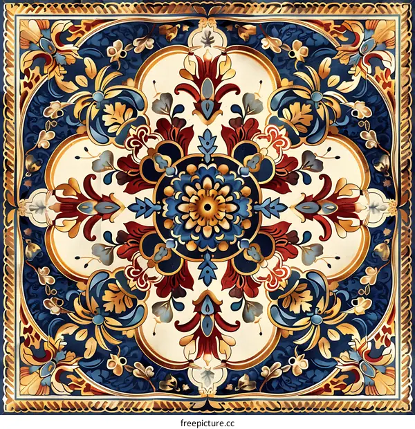 Hand-painted porcelain tile pattern
