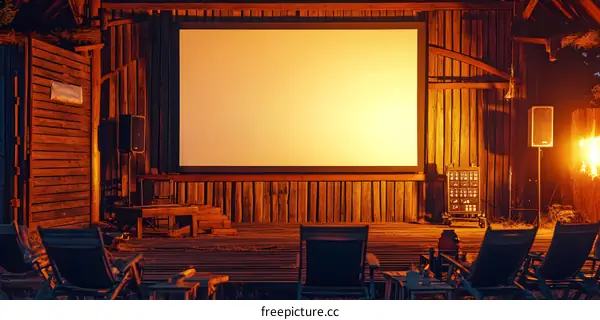 Outdoor Movie Theater With Wooden Wall