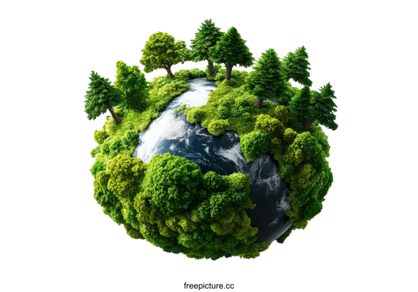 [Transparent Background PNG]Green Earth Planet Illustration