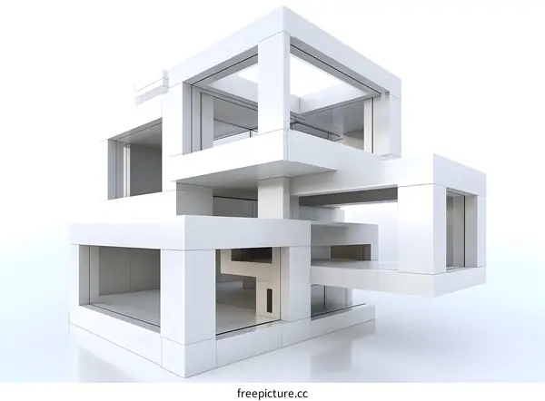 Abstract Minimalist White Building Architecture Design