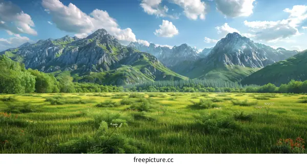 Mountain Valley Meadow Landscape