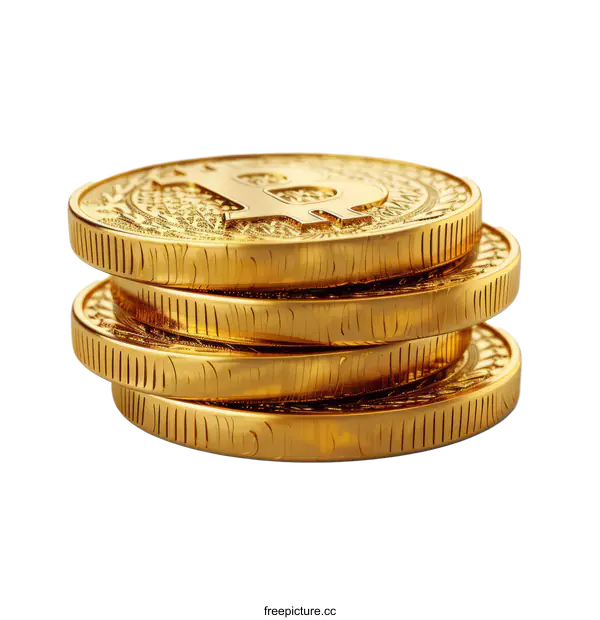 [Transparent Background PNG]Stack of Gold Coins on White Background