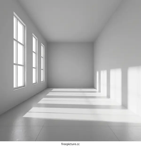 Bright empty room with large windows