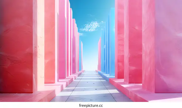 Pink And Blue Abstract Architecture