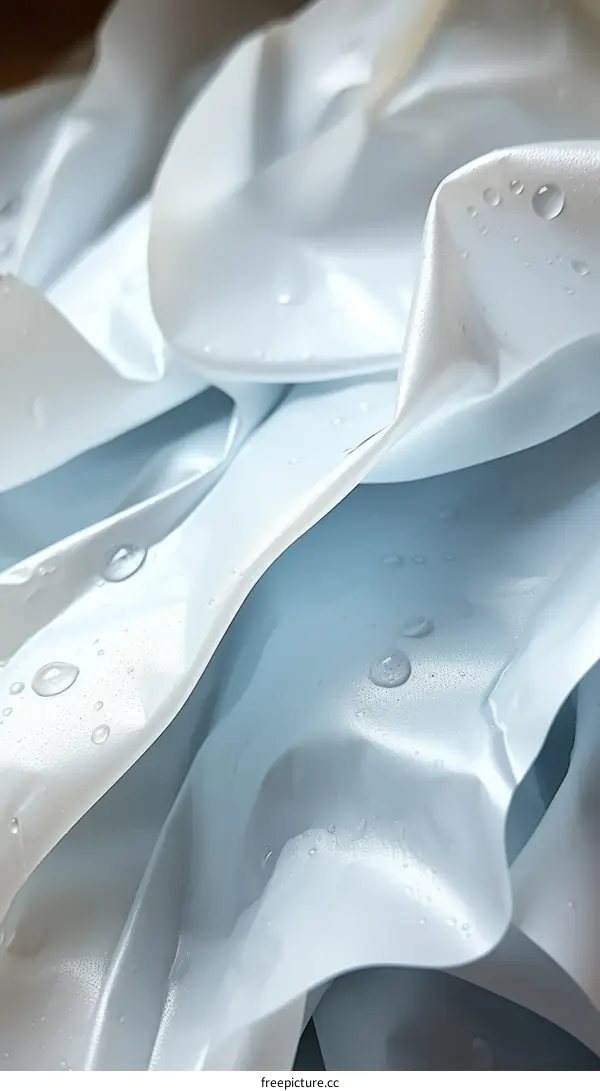 Blue and white plastic bag close up