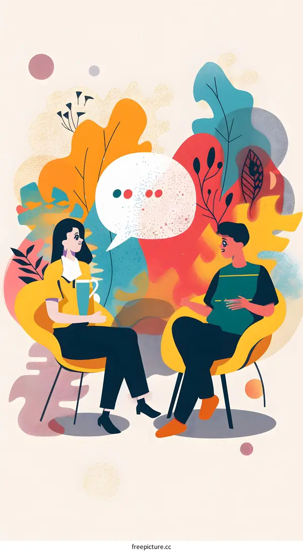 Conversation Between Two People in Abstract Background