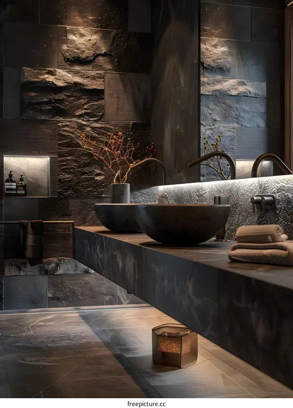 Lavish Dark Marble Bathroom
