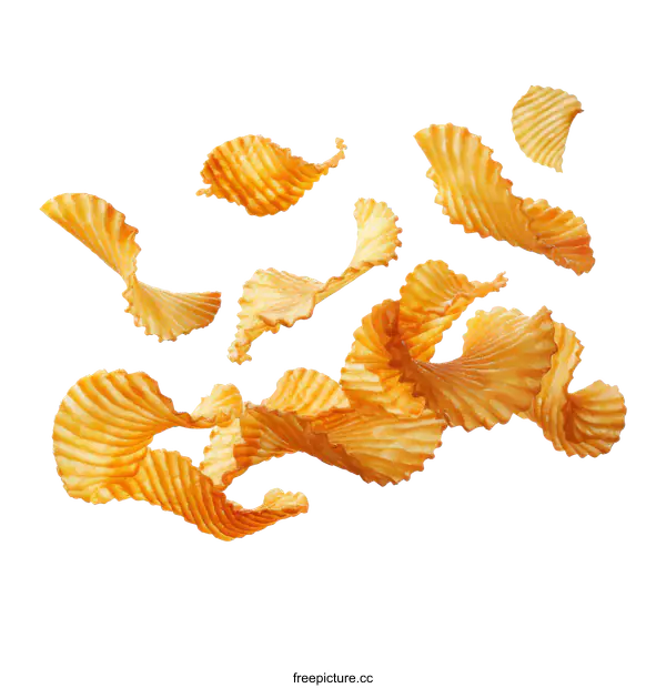 [Transparent Background PNG]Potato chips flying in the air