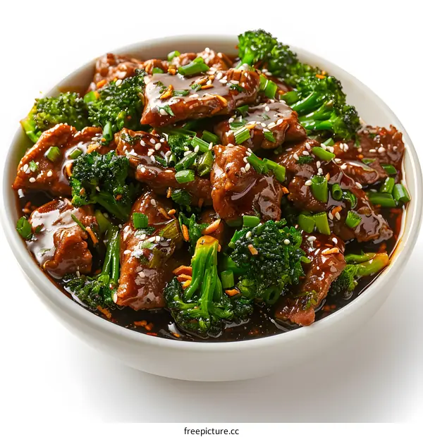 Beef and broccoli in bowl