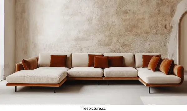 Modern Sectional Sofa with Velvet Cushions