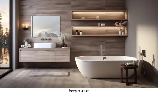 Bathroom With A View Of The Mountains