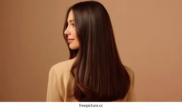 Elegant Woman with Long Straight Hair